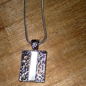 Exquisite silver and mother of pearl pendant on silver chain